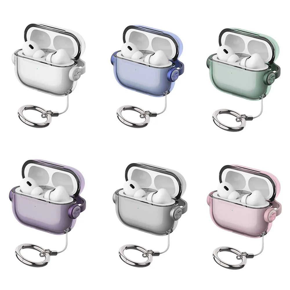 Clear AirPods Case with Security Lock Ring – Candy Color Cover