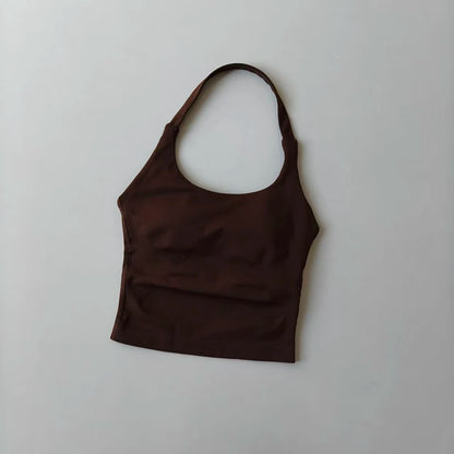 Women's Halter Neck High Support Sports Bra – Backless Yoga Top