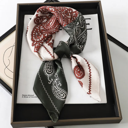 Silk Feel Square Scarf for Women – Satin Hair Wrap & Foulard Shawl