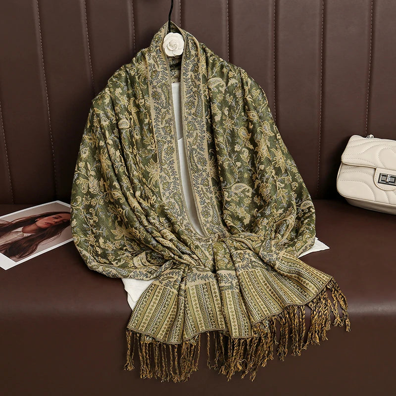 Paisley Print Cashmere Pashmina Shawl for Women – Warm Winter Wrap