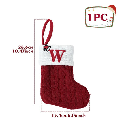 Christmas Alphabet Knit Stocking Ornament – 26 Letters
