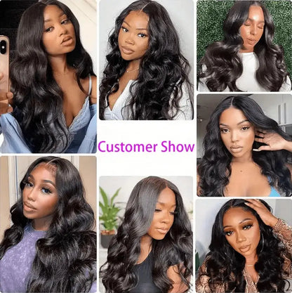 Natural Black Body Wave Glueless Lace Front Human Hair Wig 13x4 5x5