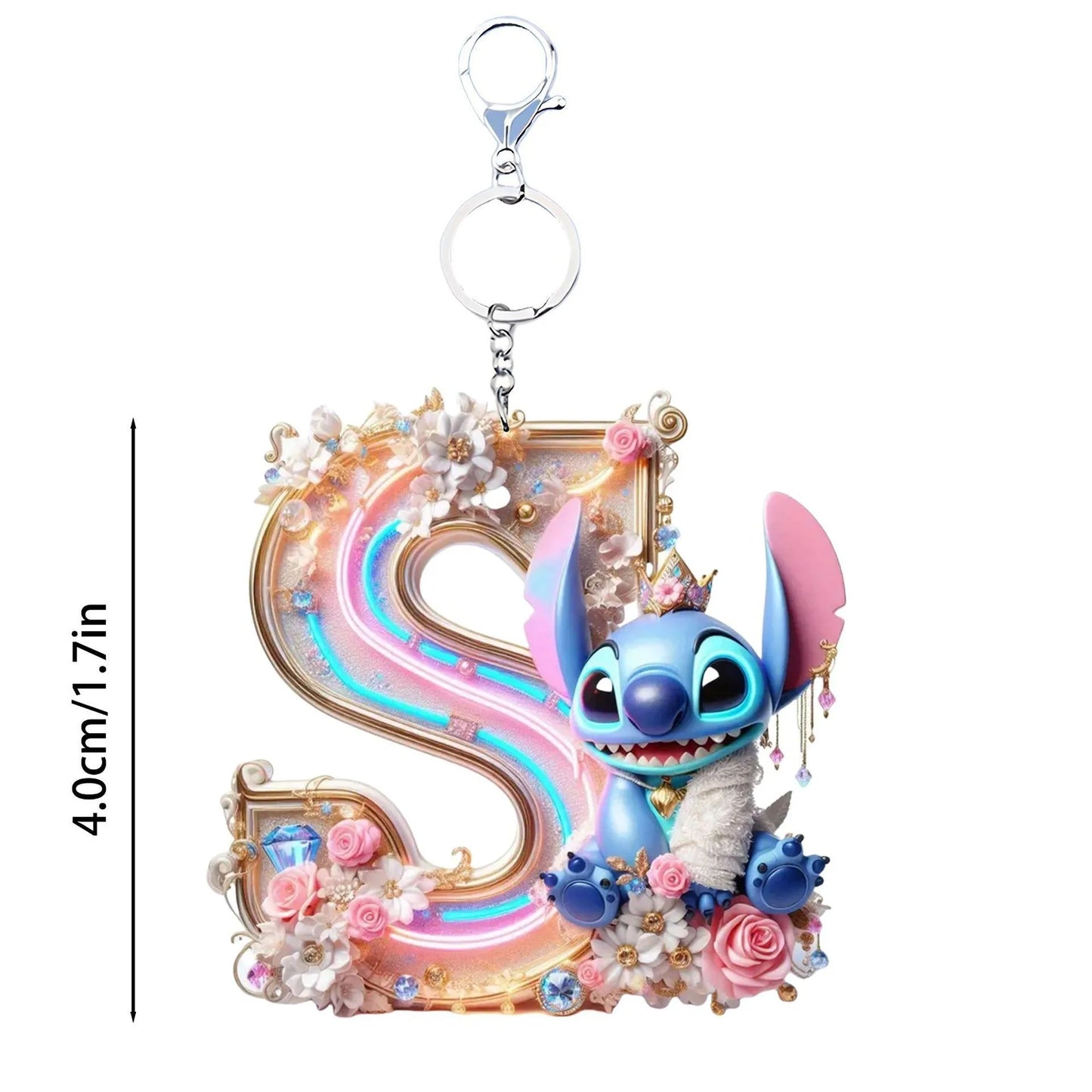 Stitch Letter Keychain – Acrylic Initial Pendant A–Z