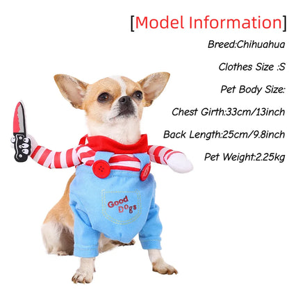 Funny Halloween Knife Holder Dog Costume for Small Medium Pets