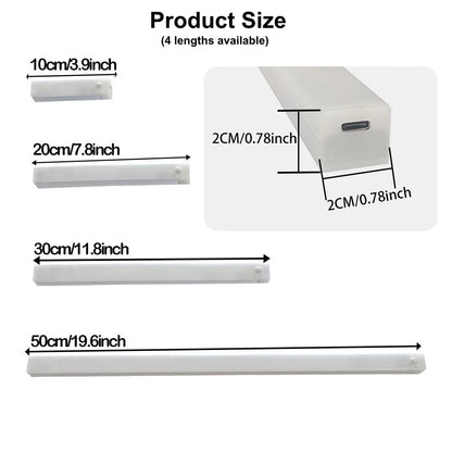 Motion Sensor LED Night Light Strip – USB Rechargeable Cabinet Bar Lamp