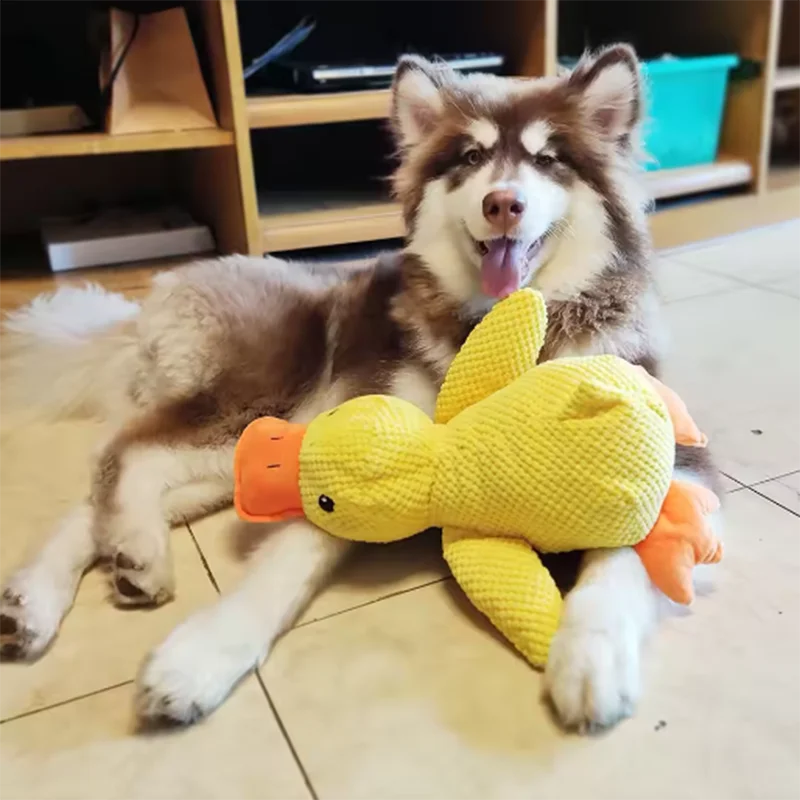 Yellow Duck Plush Dog Toy for Sleeping and Boredom Relief
