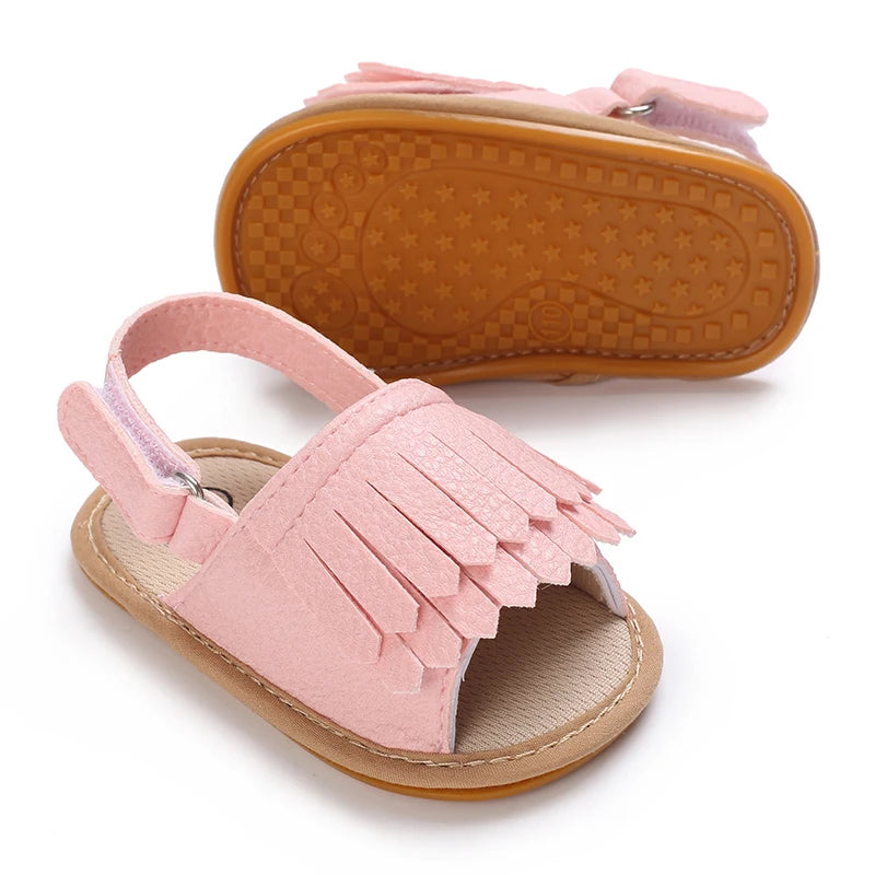 Baby Girl Pink Bow Sandals – Soft Sole Anti-Slip (0-18 Months)