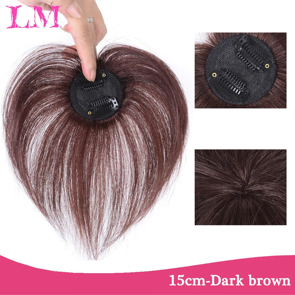 Clip-In Hair Topper with Bangs – Invisible Seamless Crown Coverage