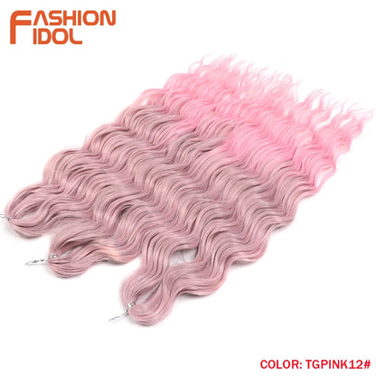 Deep Wave Braiding Hair Extensions 24 Inch – Synthetic Water Wave Crochet Hair
