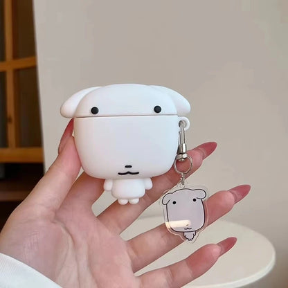 3D Cartoon White Dog AirPods Case with Pendant