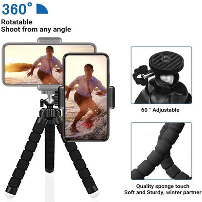 Mini Octopus Flexible Tripod with Phone Holder & Bluetooth Remote