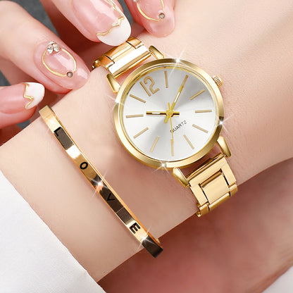 Women's Quartz Watch & Cuff Bracelet Set – 2 Piece