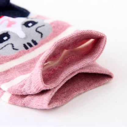 5 Pairs Cute Cat Pattern Women’s Crew Socks