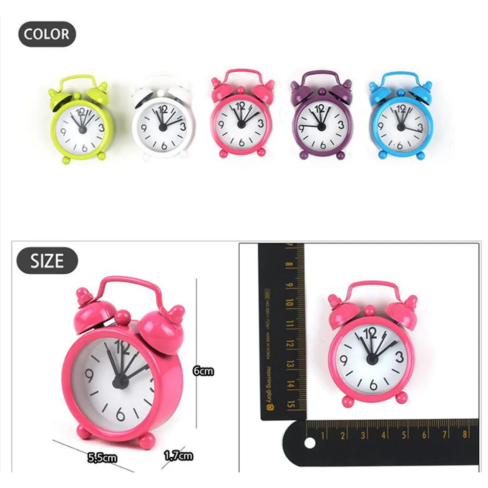 Mini Metal Twin Bell Alarm Clock – Cute Retro Style for Kids & Home