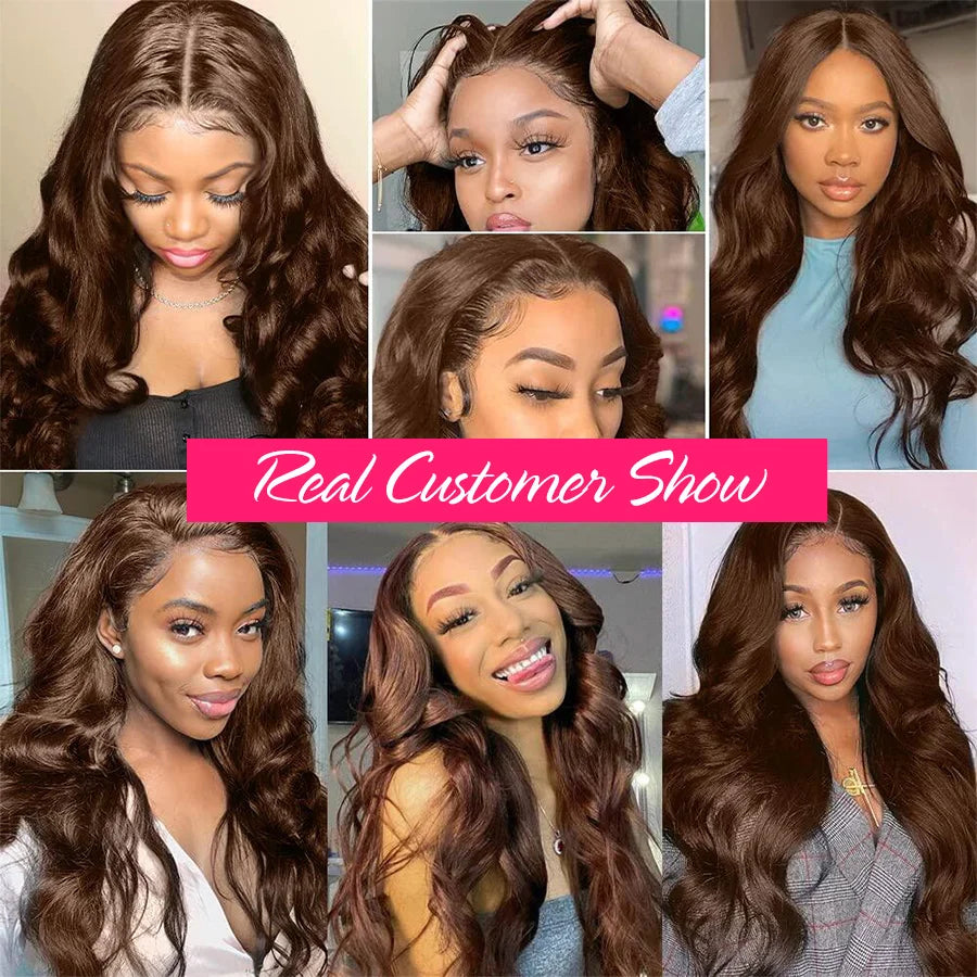 Chocolate Brown HD Lace Front Wig Body Wave Human Hair