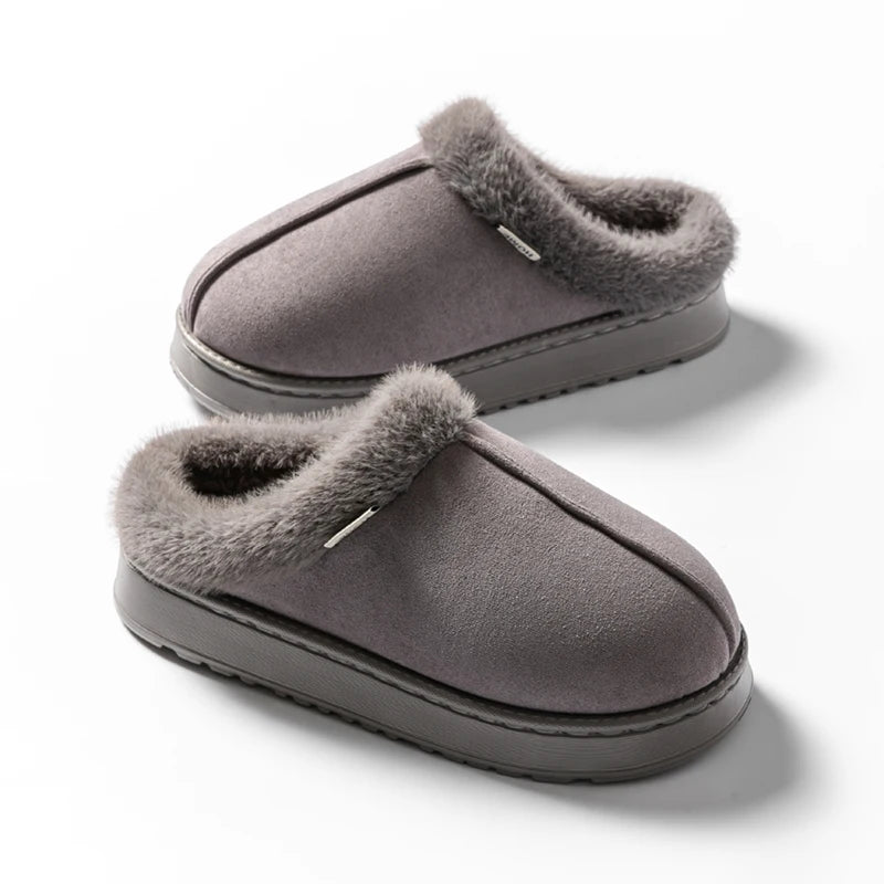 Fluffy Indoor Slippers with Thick EVA Sole – Unisex Warm House Shoes