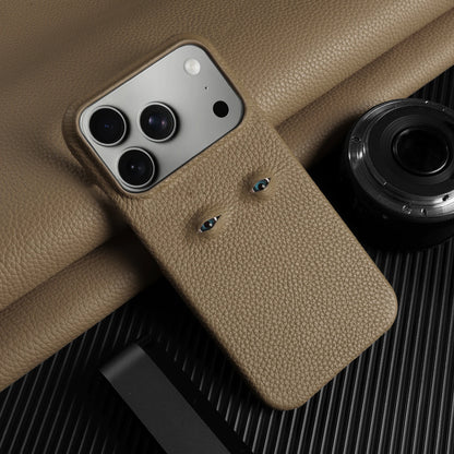 Eyes Lychee Genuine Leather iPhone Case
