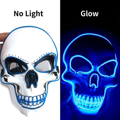 LED Skull Halloween Mask – Glowing Neon Light Cosplay Mask