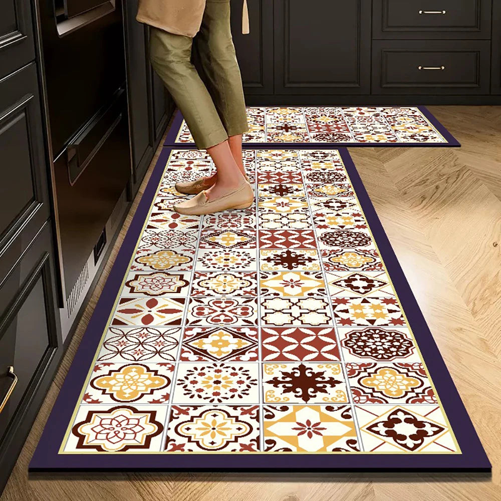 Non-Slip Kitchen Mat Set – Crystal Velvet Absorbent Rugs for Kitchen & Bathroom