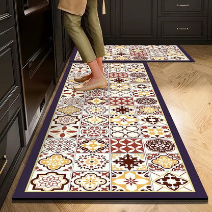 Non-Slip Kitchen Mat Set – Crystal Velvet Absorbent Rugs for Kitchen & Bathroom