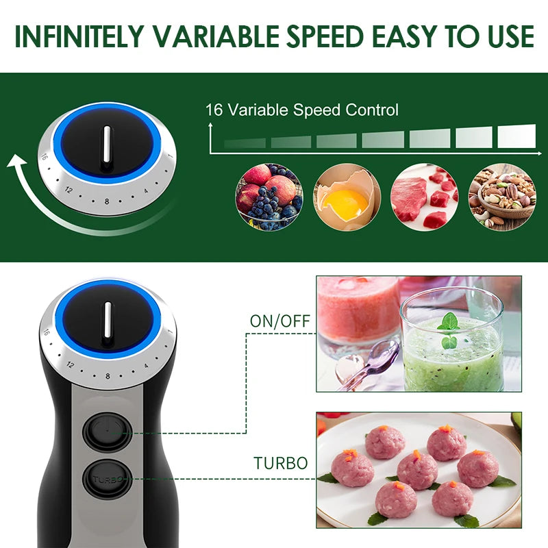 Wancle 5-in-1 Immersion Hand Blender 1000W – Kitchen Mixer Set
