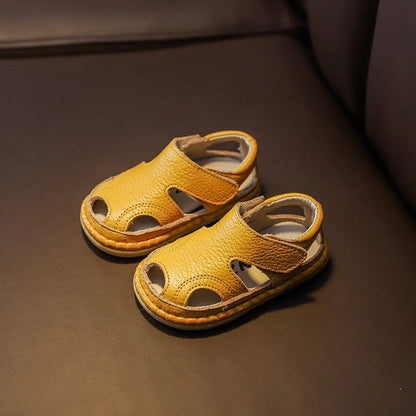 Toddler Genuine Leather Sandals – Soft Sole Boys Girls Summer Shoes