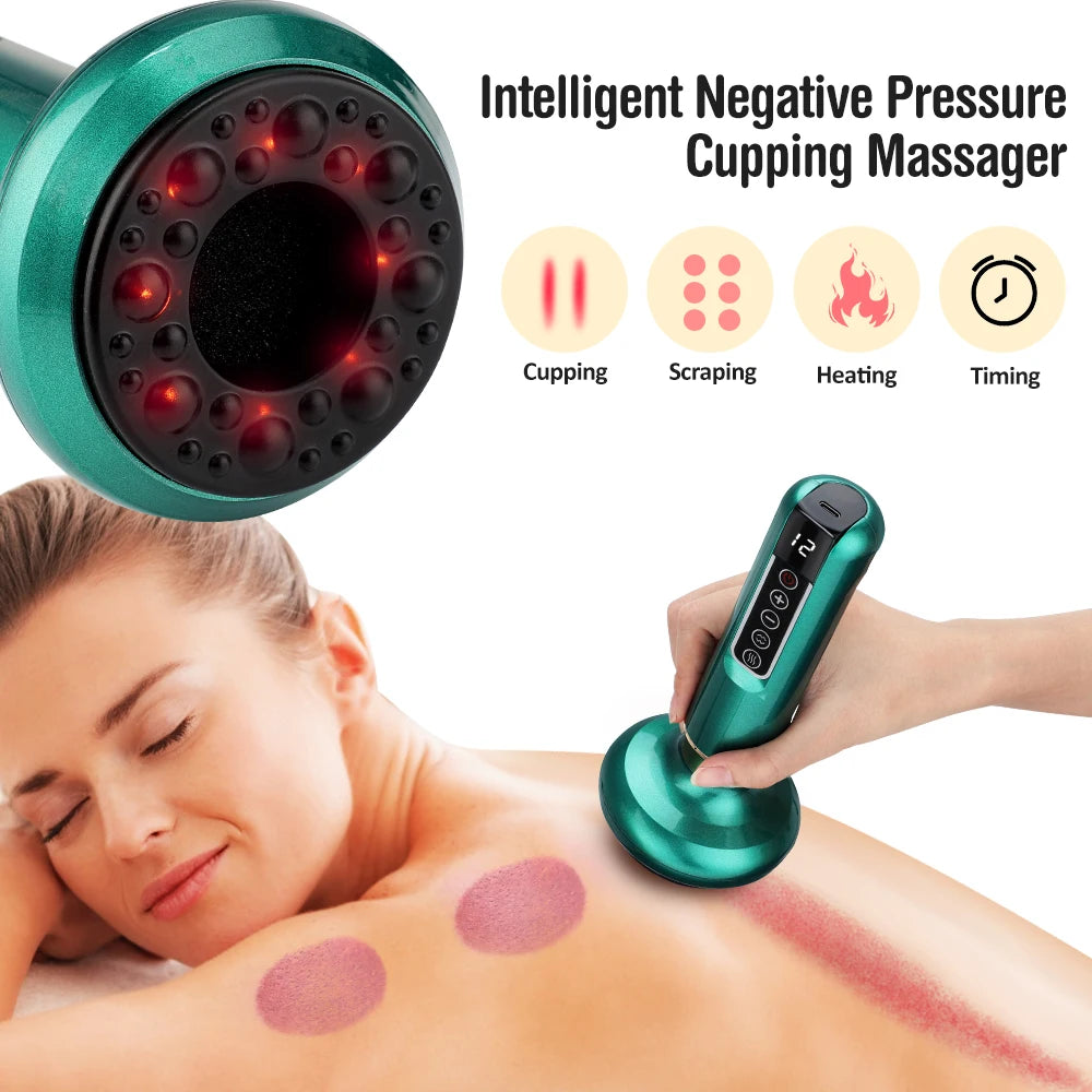 Electric Vacuum Cupping Massager with Heat & Scraping
