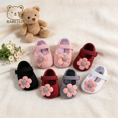 Baby Girl Flower Mary Jane Shoes – Soft Sole Flats
