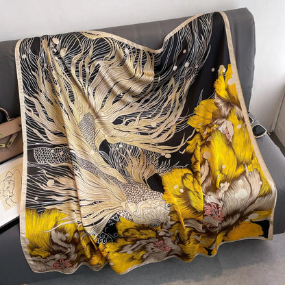 Silk-Feel Square Scarf for Women – Vintage Paisley Print Shawl & Head Wrap