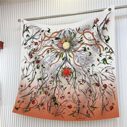 Luxury Silk Square Scarf Women Floral Paisley Print 90cm
