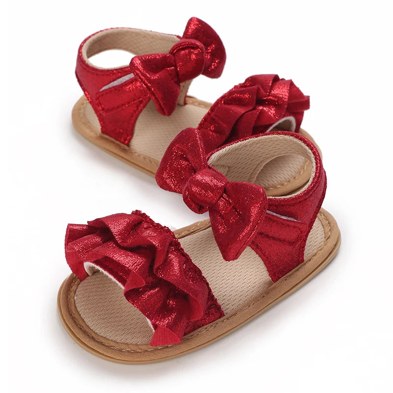 Baby Girl Sandals – Princess Ruffle Flat Shoes with Anti-Slip Rubber Sole