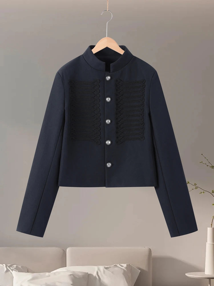 Women's Vintage Napoleon Short Jacket – Slim Stand Collar Coat