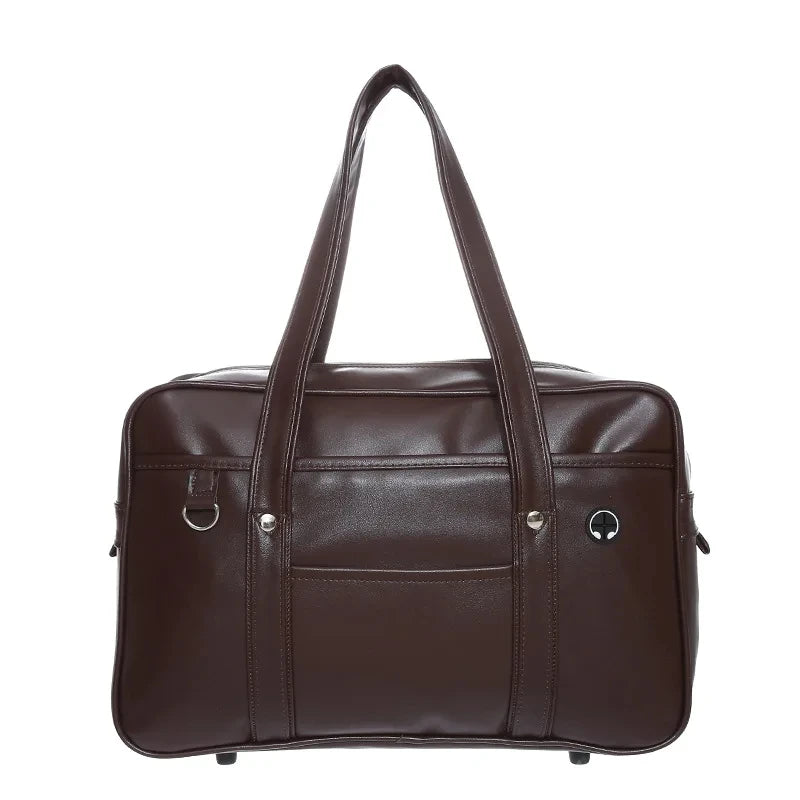 Japanese PU Leather School Bag – Large Capacity Waterproof Handbag