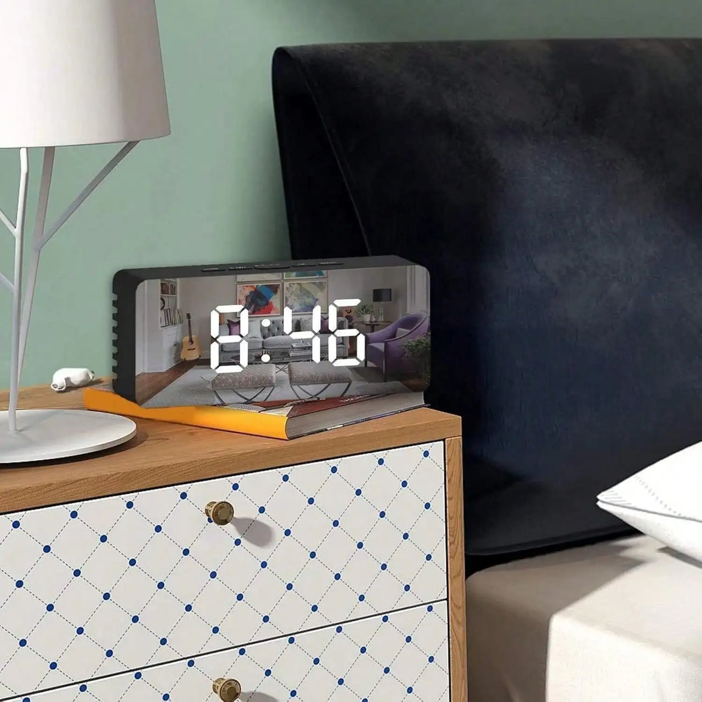 Digital Alarm Clock with Mirror Display & Adjustable Brightness