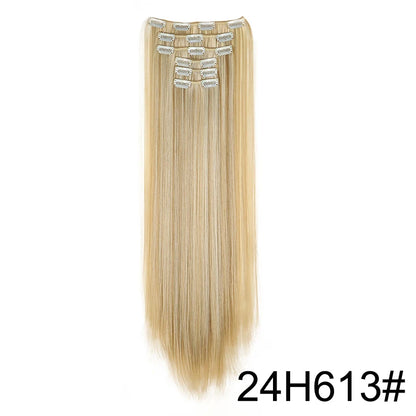 Clip-In Hair Extensions 6-Piece Set – Long Straight Synthetic Hair
