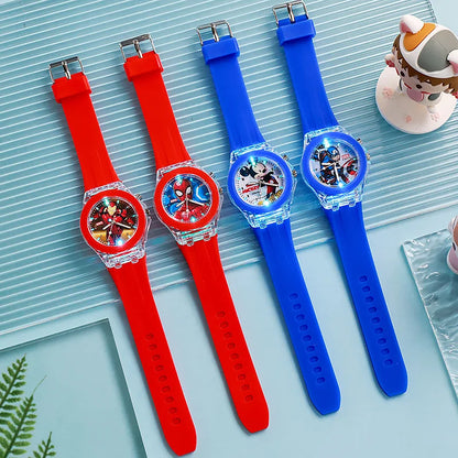 Kids Cartoon Quartz Watch with LED Light – Silicone Strap Girls Watch