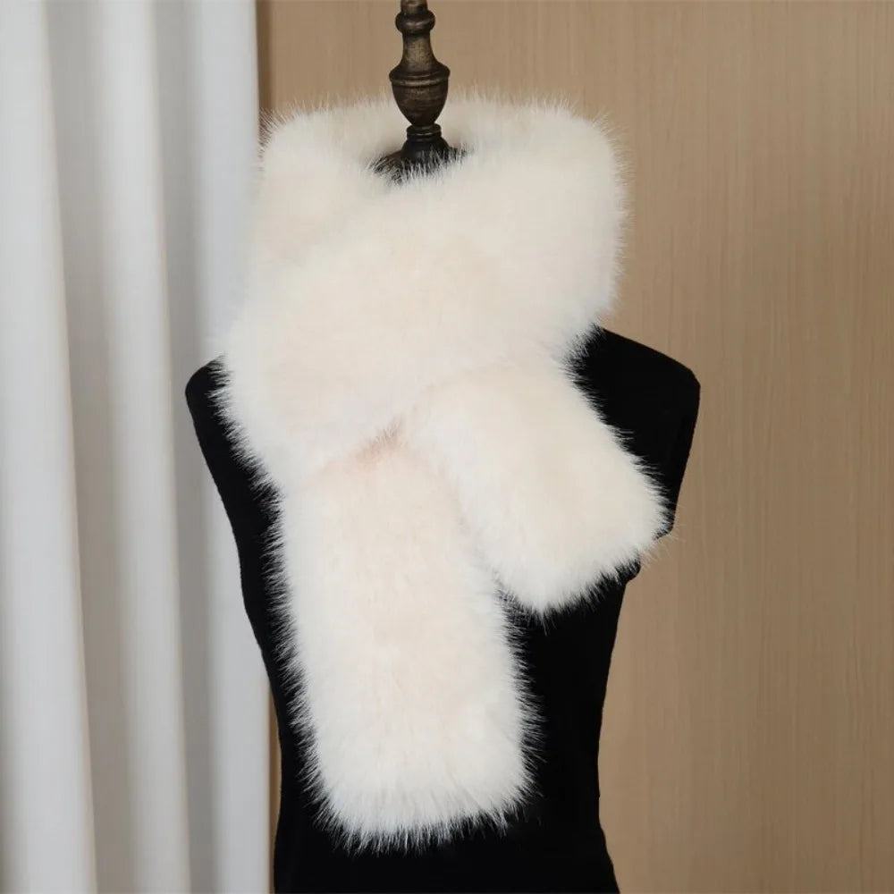 Faux Fur Long Scarf – Soft Plush Wrap Shawl for Women
