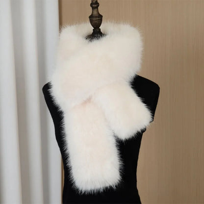 Faux Fur Long Scarf – Soft Plush Wrap Shawl for Women