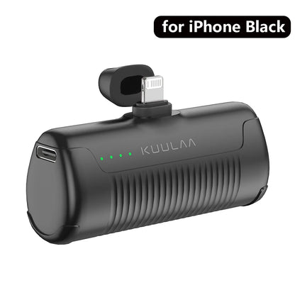 KUULAA Mini Power Bank 4500mAh – Plug-In Portable Charger for iPhone & USB-C