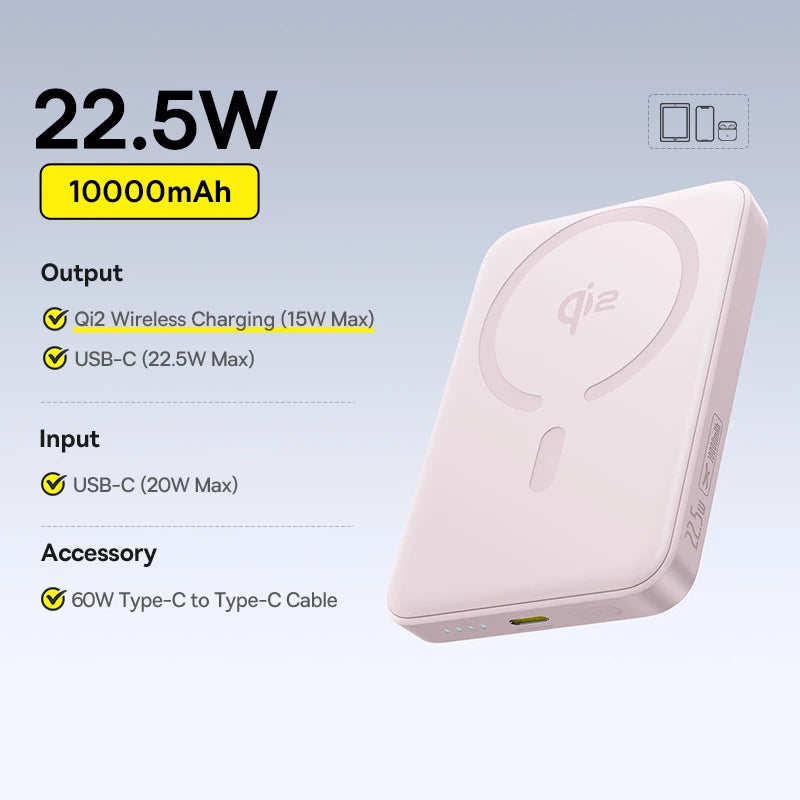 Baseus Qi2 Magnetic Power Bank 10000mAh – 25W Wireless & 45W Wired Charging