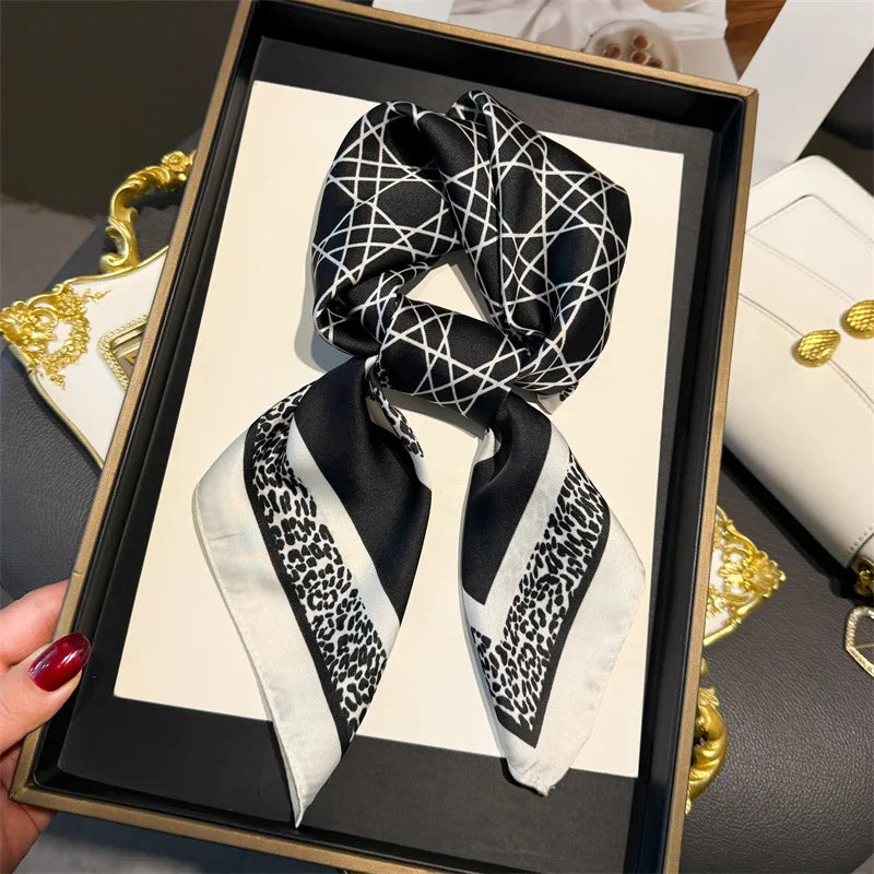 Faux Silk Square Scarf – Elegant Printed Shawl for Women