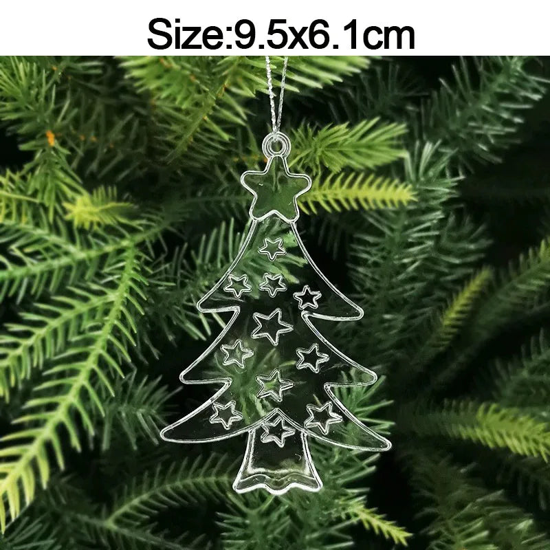 Crystal Acrylic Christmas Tree Hanging Ornaments – 5-Pack
