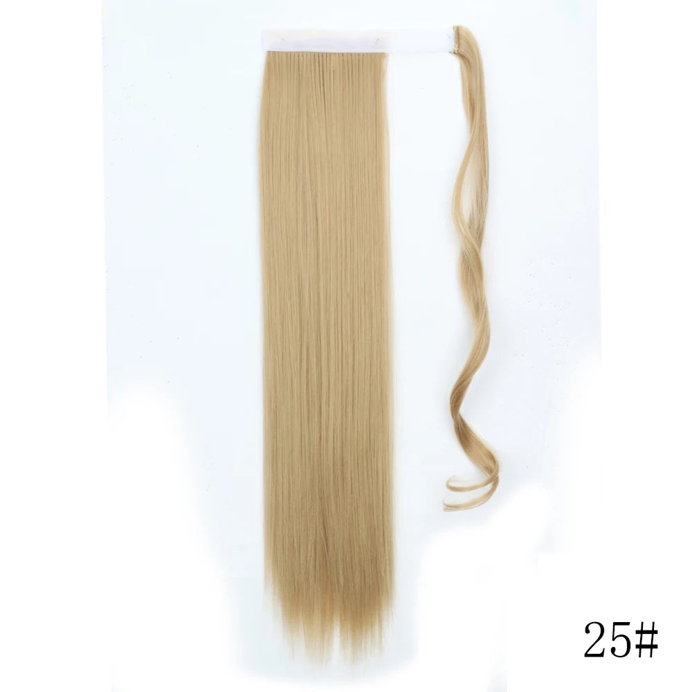 Wrap Around Ponytail Extension Synthetic Straight Hair 22-34 Inch