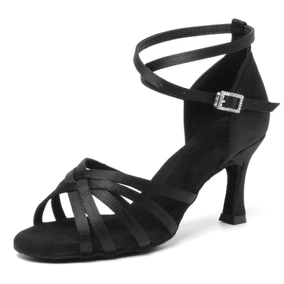 Women's Latin Dance Shoes with Suede Sole & Cuban Heel
