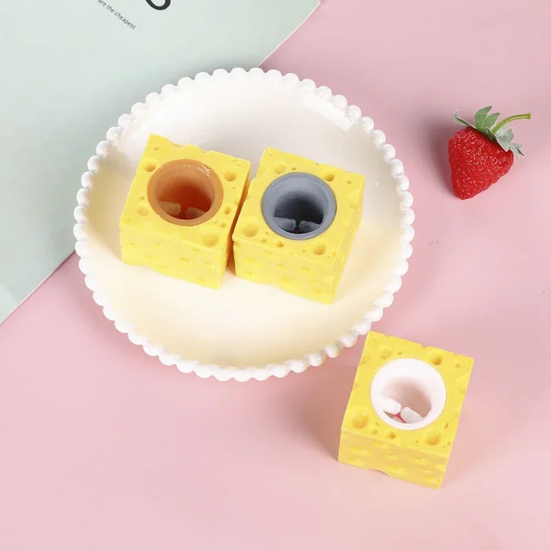 Pop-Up Mouse in Cheese Squeeze Stress Relief Fidget Toy