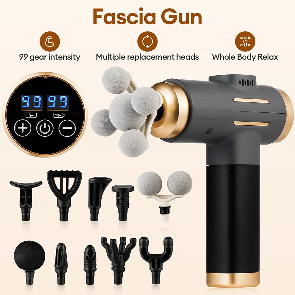 Massage Gun 11-in-1 Electric Fascia Gun with 99 Speed Levels