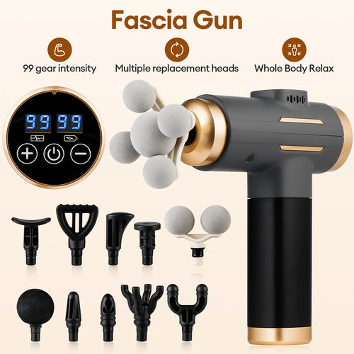 Massage Gun 11-in-1 Electric Fascia Gun with 99 Speed Levels