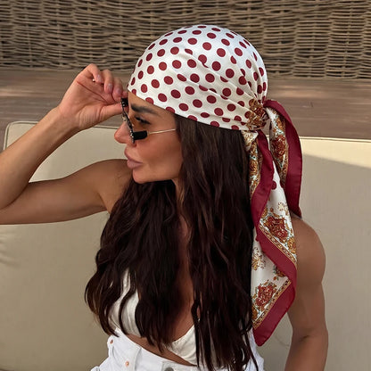 Silk Square Scarf for Women – Printed Headband & Neckerchief