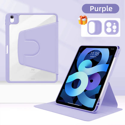 iPad Case 360 Rotatable Transparent Cover – Pro, Air, Mini, 7th–10th Gen