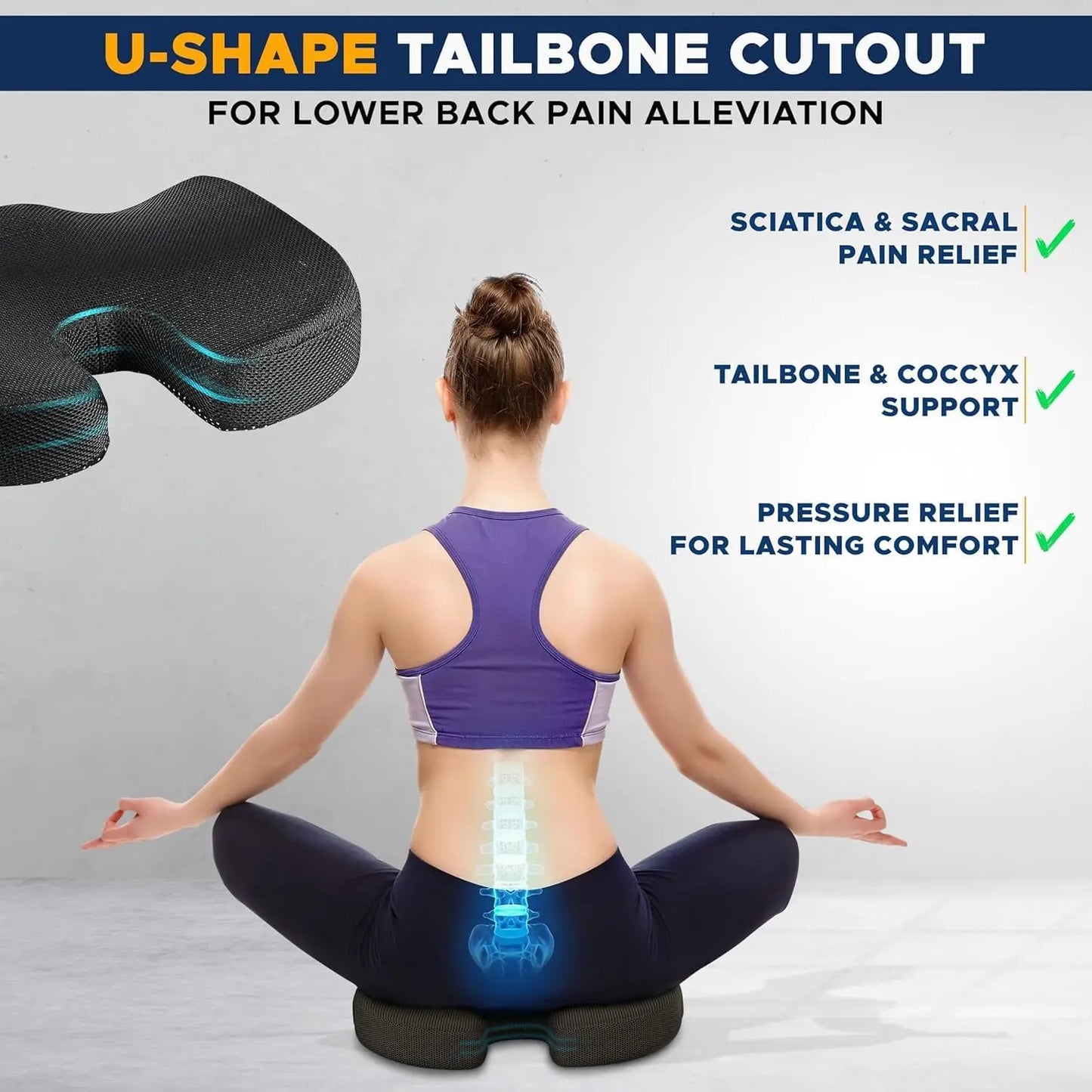 Gel & Memory Foam Orthopedic Coccyx Seat Cushion